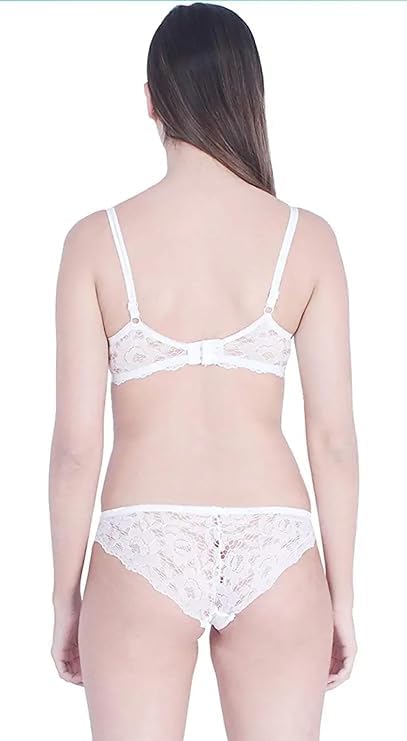 Image of UNITRUST Designer Women's Bra and Panty Set Lace Push Up Solid Lingerie Set