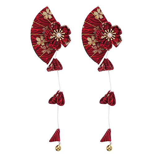 KESYOO Japanese Style Hair Clip with Tassel Japanese Fan Hairpin Barrette for Girls and Women Hair Accessories for Wedding Party Masquerade Ball 1 Pair