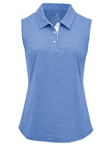 Image of BGOWATU Women's Golf Shirts Sleeveless Polo Shirts Collared 3 Buttons Tennis Tank Tops UV Protection Quick Dry