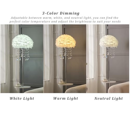 Lámpara de pie para dormitorio con luz LED y mesa integrada 7