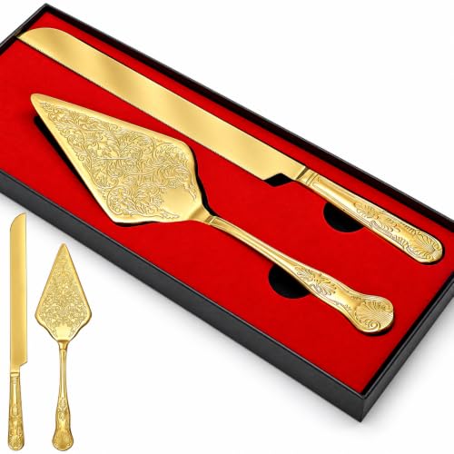 Nagpew Wedding Cake Cutting Set, Stainless Steel Cake Knife and Server