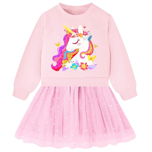 Girls Dress Long Sleeve Fall Winter Clothes Sequin Tulle Dresses for Kids 2-7 Years