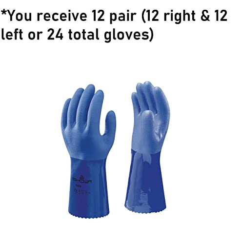 Showa Size 9 Blue Atlas Cotton Lined 1.3 Mm Cotton And Pvc Chemical Resistant Gloves, Large #TOP4