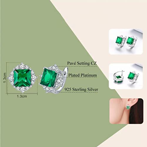 Boucles d'oreilles argent anti-allergie et zircon vert carré chic - 4