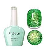 Firedeep vert brillant gel vernis à ongles, 16ml brillant arc - en - ciel Noël vert trempé UV/LED gel vernis à ongles salon de bricolage à la maison 1 pièce