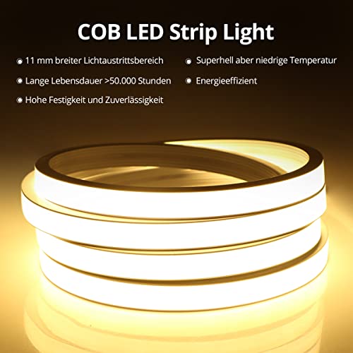 Taśma świetlna LED, wodoodporna elastyczna lampa neonowa 24 V z 11-przyciskowym pilotem ściemniacza, idealna do domu i na zewnątrz, dekoracja DIY (ciepła biel, 3 m)
