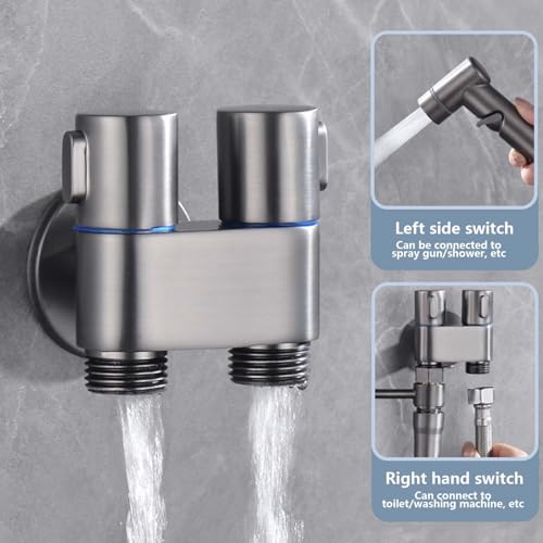 Vanne commande double grise pour douche bidet et robinet machine à laver multifonction - 3