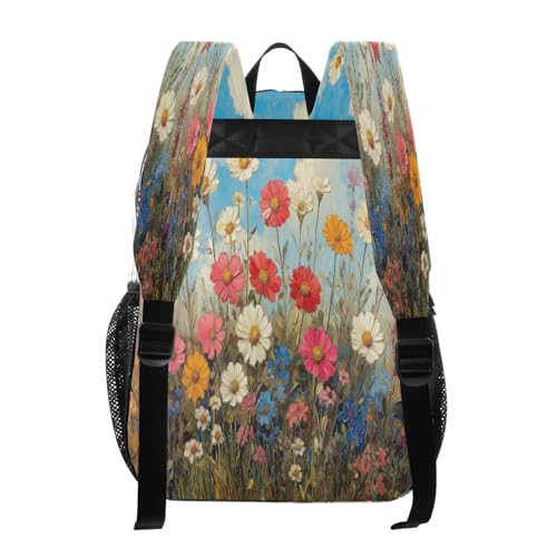 Wild Flowers Oil Painting Clear Backpack - Stadium Approved Large 15.7-inch Waterproof Transparent Bag for Sports, Concerts, Work, Travel#2423