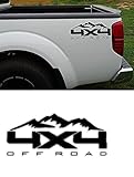 Two Pc 4X4 Off Road Decals Stickers Mountain Bedside Decal Replacement for Trucks F Truck 250 350 450 550 (Black)