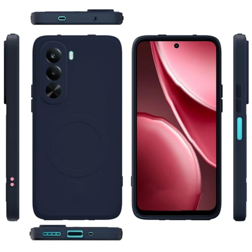 Image of Back Cover Compatible with Realme P4x 5G | MagFit Ring Design (Non-Magnetic) | Shockproof Case | Anti-Slip Grip | Raised Camera Edges | Slim Protective Case for Realme P4x 5G (Steel Blue)