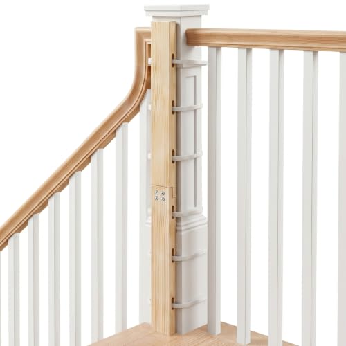 HolyMaji No Hole Baby Gate Banister Adapter Wood Mounting Kit for Stairway Fits Posts from 2 3/4 inches to 3 1/2 inches Wide with Square or Round Tops up to 33 Tall