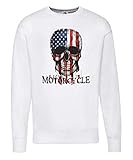 Druckerlebnis24 Pullover - Totenkopf Motorradfahren Amerika Schädel - Sweatshirt für Frauen und Damen