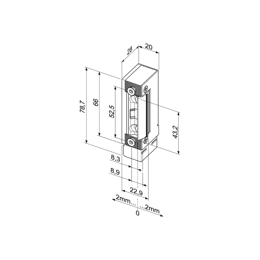 ASSA ABLOY 332.80 RR AK RR O.STULP FAFIX, Fluchttüröffner 332.80-E91, Ohne Schließblech, 12 V DC, Universale Einbaulage DL/DR und waagerecht, Radiusfalle, Kompakte Bauform