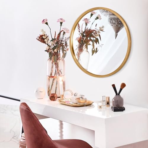 Image of AOAOPQ Small Matte Frame Circle Mirror for Wall Round Mirror for Bathroom Entryway Living Room Hallway Bedroom Gold Mirror Entryway Vanity