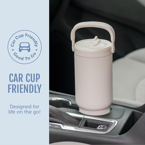 Image of Ello Oasis Go+ 32oz Tumbler with Top Handle and Retracting Straw | Reusable Insulated Stainless Steel Cup, 100% Leakproof Water Bottle, 24 Hours Cold, Cup Holder Friendly For Travel | In The Clouds