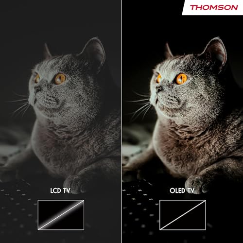 THOMSON 77 Zoll (195cm) OLED 4K UHD Smart Google TV, Wi-Fi, Dolby Vision IQ, Dolby Atmos, HDR10, Bluetooth 5.1, Triple-Tuner (Kabel/Satellit/Antenne), HDMI, CI+, A+ Panel - B0DLBT2CPR