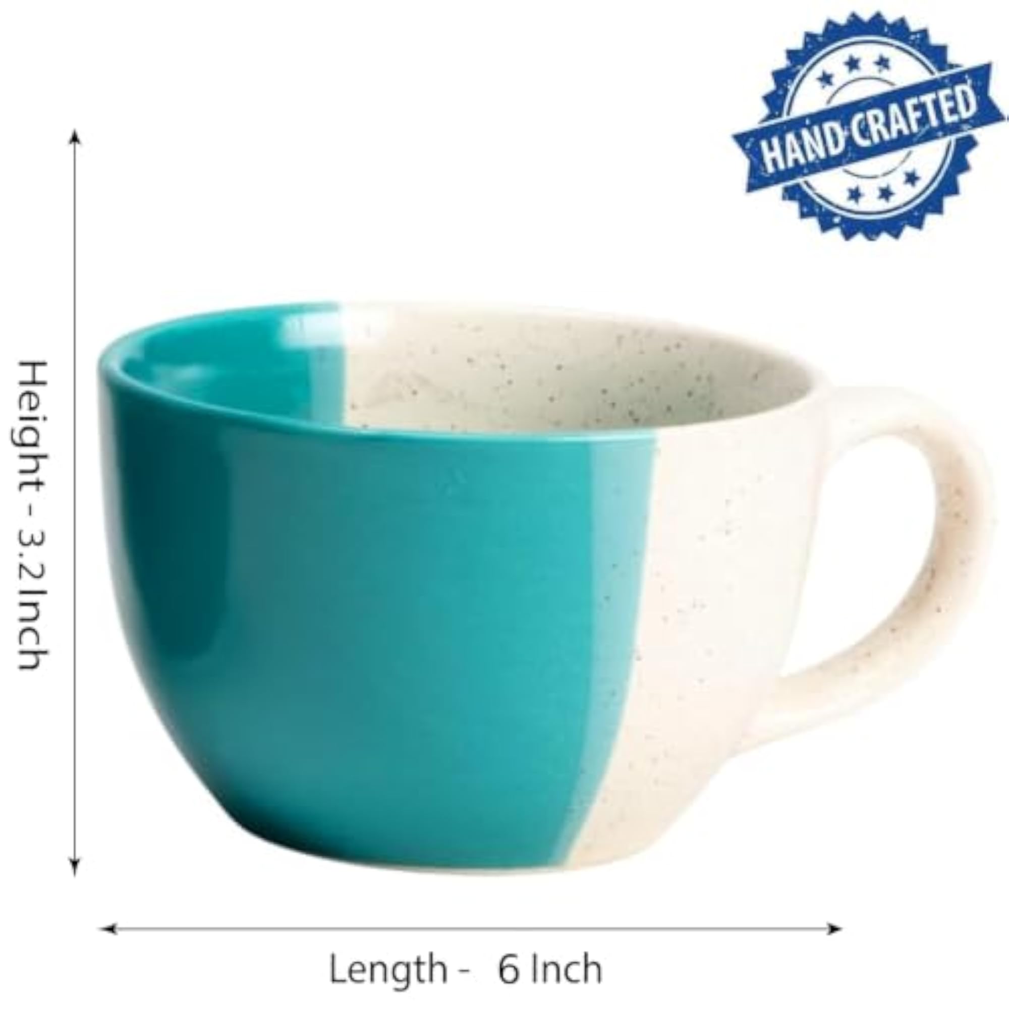 2 Pc Handmade Ceramic Soup Cup with Handle