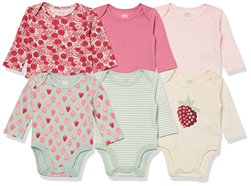 Image of Amazon Essentials Unisex Babies' Long-Sleeve Cotton Bodysuits, Pack of 6