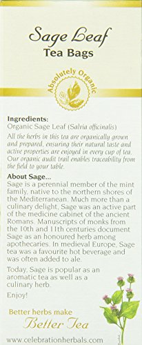 Celebration Herbals Sage Leaf Organic 24 Bag, 0.02 Pound #TOP1