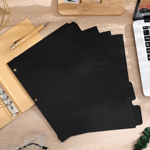 TIDTALEO 5 Sheets Binder Dividers with Tabs for Organizing Documents, Abs Material, Six Ring Binder Compatible, Black Sheet Protectors with Separator Tabs Design for Office and School Use - Image 6