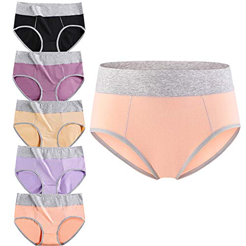 Anktry Women's Cotton Underwear Panties Mid-High Waist Soft Breathable Stretch Briefs Underpants For Ladies (Pack Of 5) (5Colors, L) #TOP3