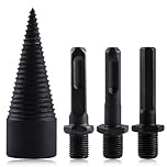 SPEEDWOX 4pcs Firewood Log Splitter Wood Log Splitter Easy Splitter Detachable Drill Bit Heavy Duty Electric Drills Screw Cone Driver Removable 32mm + 3 Handles (Square + Round + Hex Shank)