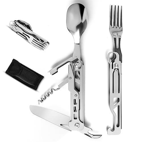 Camping Utensils Portable Camping Utensil Set Camping Cutlery Set, 7 In 1 Camping Flatware Spoon Fork Knife Combo Set Travel Camp Backpacking Cutlery #TOP3