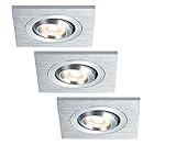IP23: Schutz vor Sprühwasser Paulmann 92524 Premium Einbauleuchte/Einbaulampe Set Drilled LED eckig schw.3x3W 700mA 60x60mm Geb./Alu Deckenstrahler, Aluminium, Integriert, Silber, 20 x 20 x 30 cm