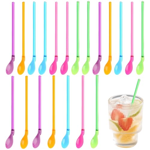 20pcs Slush Strohhalme，Slush Eis Strohhalme,Strohhalm Mit Löffel,Slush Strohhalme Plastik,Löffelstrohhalme,Slushy Strohhalme,Strohhalm Löffel...