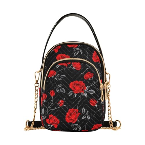 Sac à bandoulière roses rouges, finitions soignées style B1890