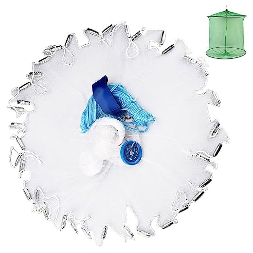 ReeMoo Cast Net, 3/8 Inch Mesh Size Throw Cast Net 6Ft Radius with Real Metal Sinker, Saltwater Freshwater Casting Net for Bait Trap Fish, Premium Monofilament Nylon Net