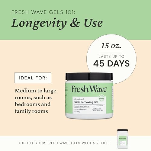 Image of Fresh Wave Odor Removing Gel, 15 oz., Pack of 2 - Odor Absorbers for Home, Safer Odor Relief, Natural Plant-Based Odor Eliminator, Every 15 oz. lasts 30-60 Days, For Cooking, Trash & Pets