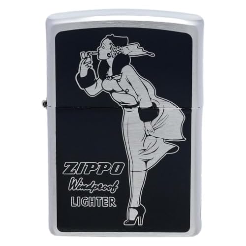 ジッポー(Zippo) ライター 防風 真鍮製 レギュラーベース ウィンディ プリント加工 特製ステッカー付き ブラック P・WINDY(B)