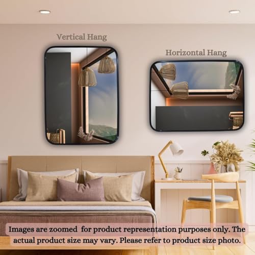 Image of Sidra Decor Modern HD Black Metal Frame Decorative Rectangle Wall Mirror (24 inchx 18 inch) Bathroom, Washbasin, Bedroom, Dressing Office Home Room Vanity Makeup Shaving Wall Decor