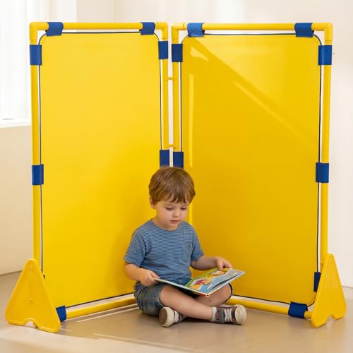 Jadite 2 Pack Play Panel - Classroom Dividers for Room Separation, Versatile Dividers for Kids & Learning Spaces, Easy-Assemble Room Divider for Class (Yellow)