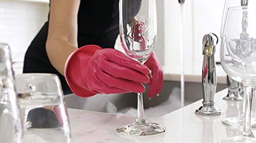 Casabella Premium Waterblock Cleaning Gloves - 2 Pair (4 Gloves) Pink - Medium #TOP2