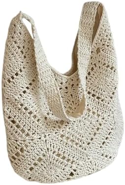 Canvas Tote Bag for Women, Large Capacity Reusable Shoulder Bag with Inner Lining & Buckle Closure, Shopping Work Daily Tote (Beige)