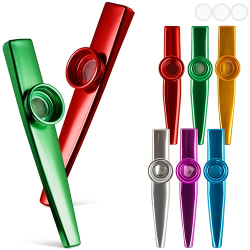 LovesTown Kazoos Musical Instruments for Kids Party Favors, 6 PCS Metal Kazoos Flute for Kids Gift...