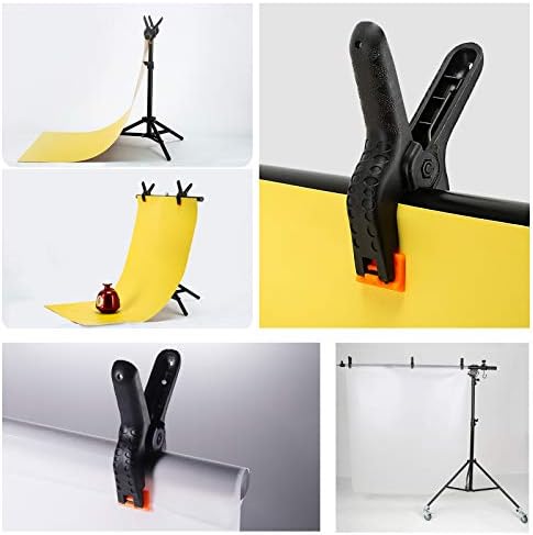 12 Pack Plastic Nylon Spring Clamps Set (6pcs 6inch and 6pcs 4.5inch), Heavy Duty Clip Clamp, Backdrop Clip, Large Clamp for Wood Working, Large Tarpaulin Market Stall Clip, Decoration, Photo Studio