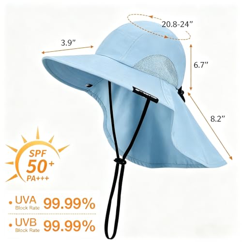 Image of Solaris Sun Hat with Neck Flap, UPF 50 Sun Protection Lightweight Sun Cap for Men Women, Wide Brim Hat for Fishing Hiking