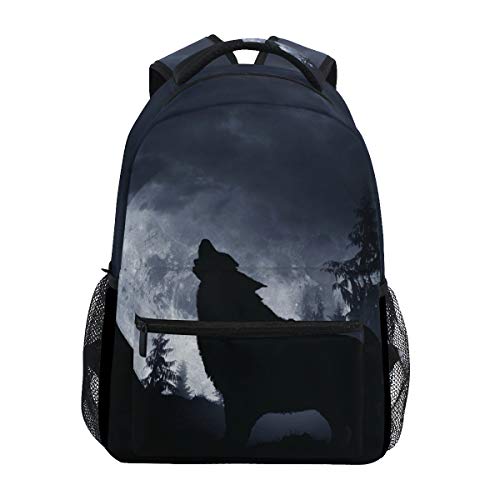 Mochila escolar para estudiante  diseño de lobo  para viajes  senderismo  camping