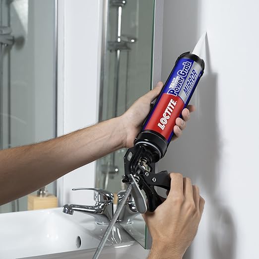 Image of Loctite Power Grab Mirror Construction Adhesive|Ultimate strength|0 second instant grab| High tack adhesive|No-nails and screws| no clamping, DIY|No mixing|Mirrors, glass| waterproof |440g x 12