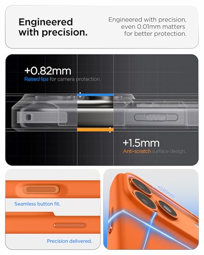 Image of Spigen Silicone Fit MagFit Back Cover Case for iPhone 17 Pro Max, MagSafe Compatible, Refined Smooth Feel - Silicone | Cosmic Orange