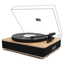 Vinyl Record Player 3-Speed Belt-Drive Turntable with Stereo Speakers and USB Play&Recording (Light Wood) - Les Beatles, Paul McCartney, John Lennon, RIngo Starr, George Harrison