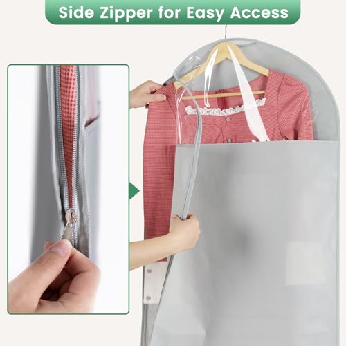 66 Inch Garment Bags for Hanging Clothes - Long Dress Bags for Gowms Closet Wardrobe Storage Travel - 1 Pack3