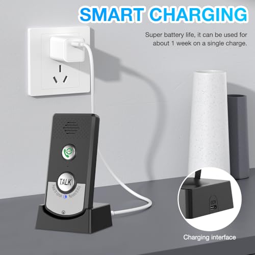 Gegensprechanlage mit Funkklingel, Gegensprechanlage Funk mit Akku, Smart Funk Sprechanlage mit 38 Klingel, 2-Wege-Anruf Gegensprechanlage Haustelefon, Drahtlose Gegensprechanlage