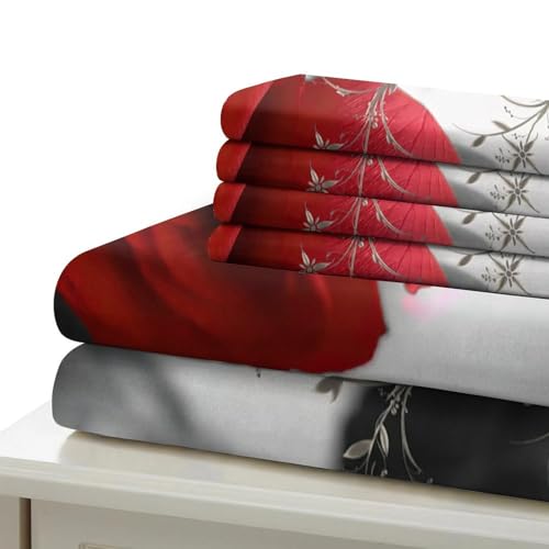 Parure de lit coquelicots rouges housse de couette king 220x240cm