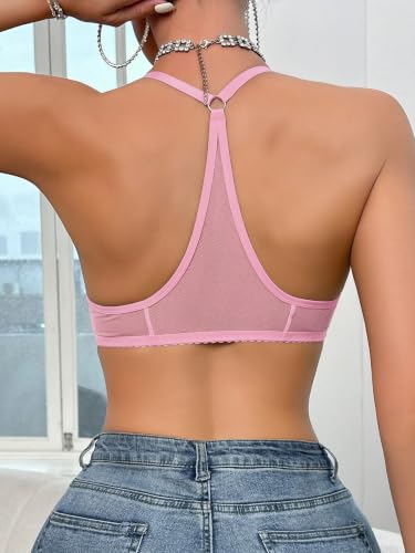 Image of SOLY HUX Women's Sheer Mesh Bralette Front Closure Bras
