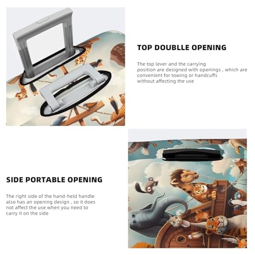 Animal Filled Noahs Ark Print Luggage Covers For Suitcase,Elastic Washable & Stretchable Suitcase Covers For Luggage, Anti-Scratch - Fits 18-32 Inch Luggage-No Luggage Included3