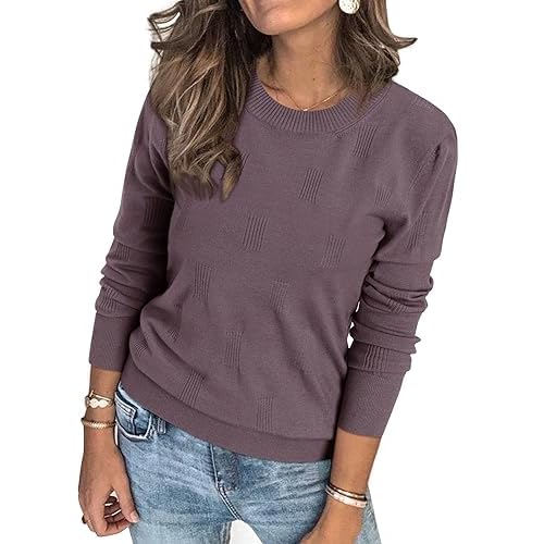 Arach&Cloz Womens Fall Sweater Long Sleeve Crew Knit Pullover Tops Trendy Dressy Blouse Business Casual Outfit Fashion 2024